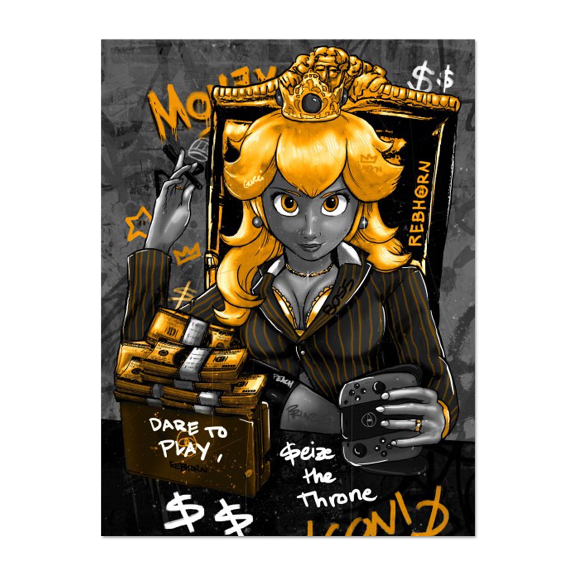 Dare to Play, Seize the Throne Black & Gold Beach Towel - REBHORN DESIGN