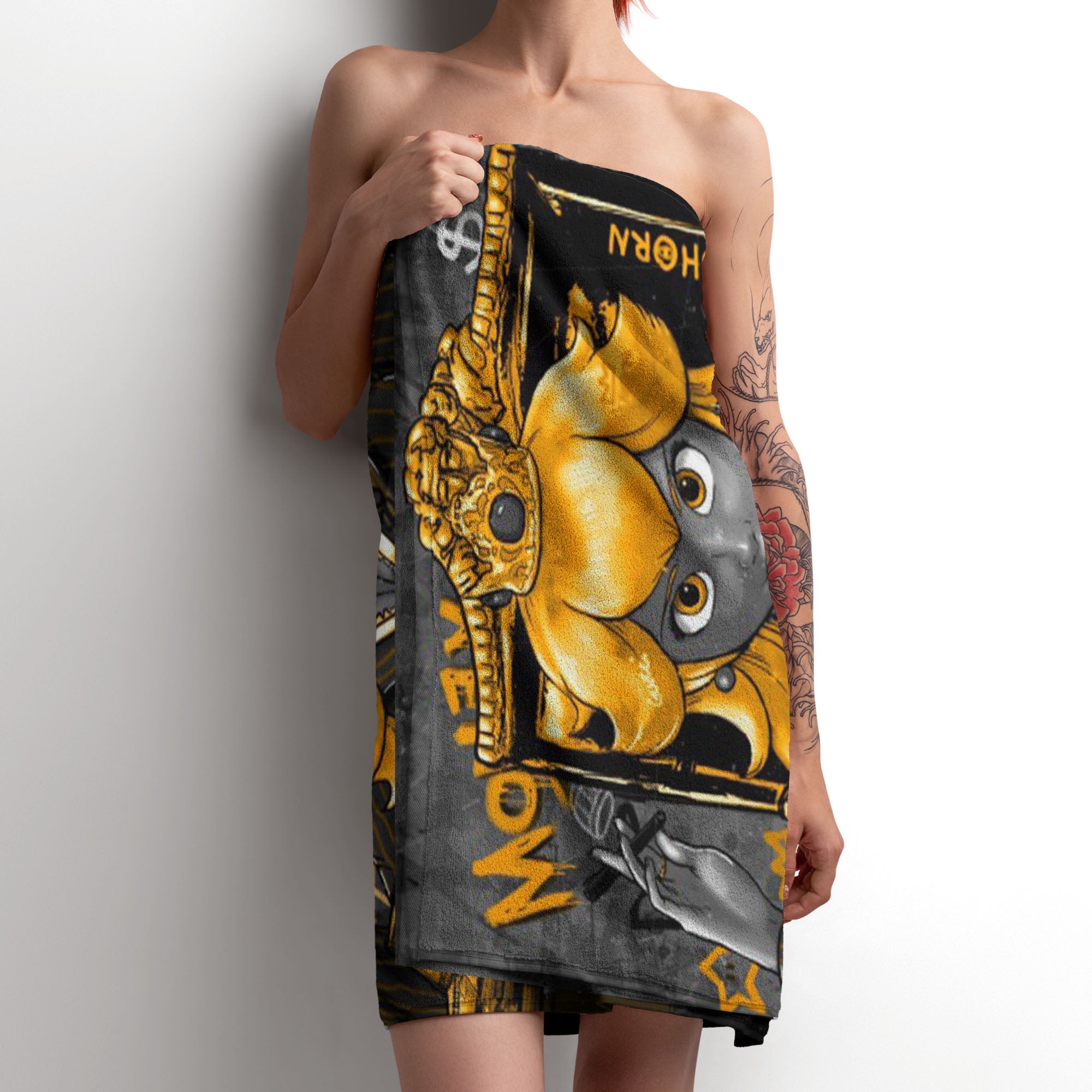 Dare to Play, Seize the Throne Black & Gold Beach Towel - REBHORN DESIGN