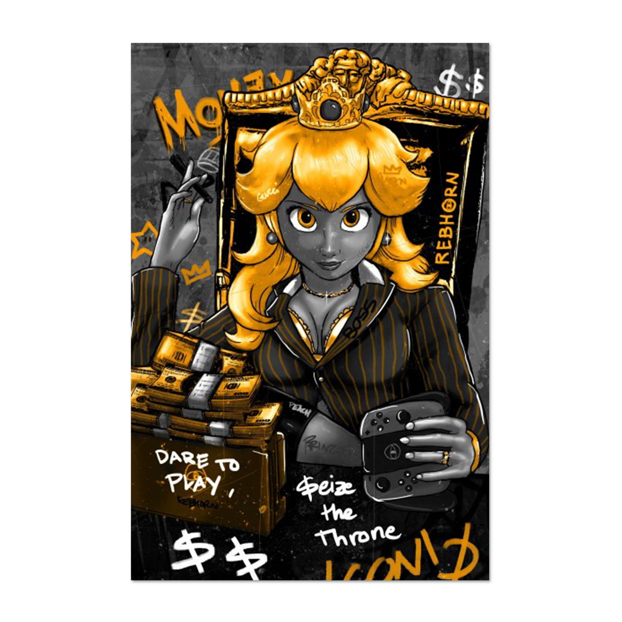Dare to Play, Seize the Throne Black & Gold Beach Towel - REBHORN DESIGN