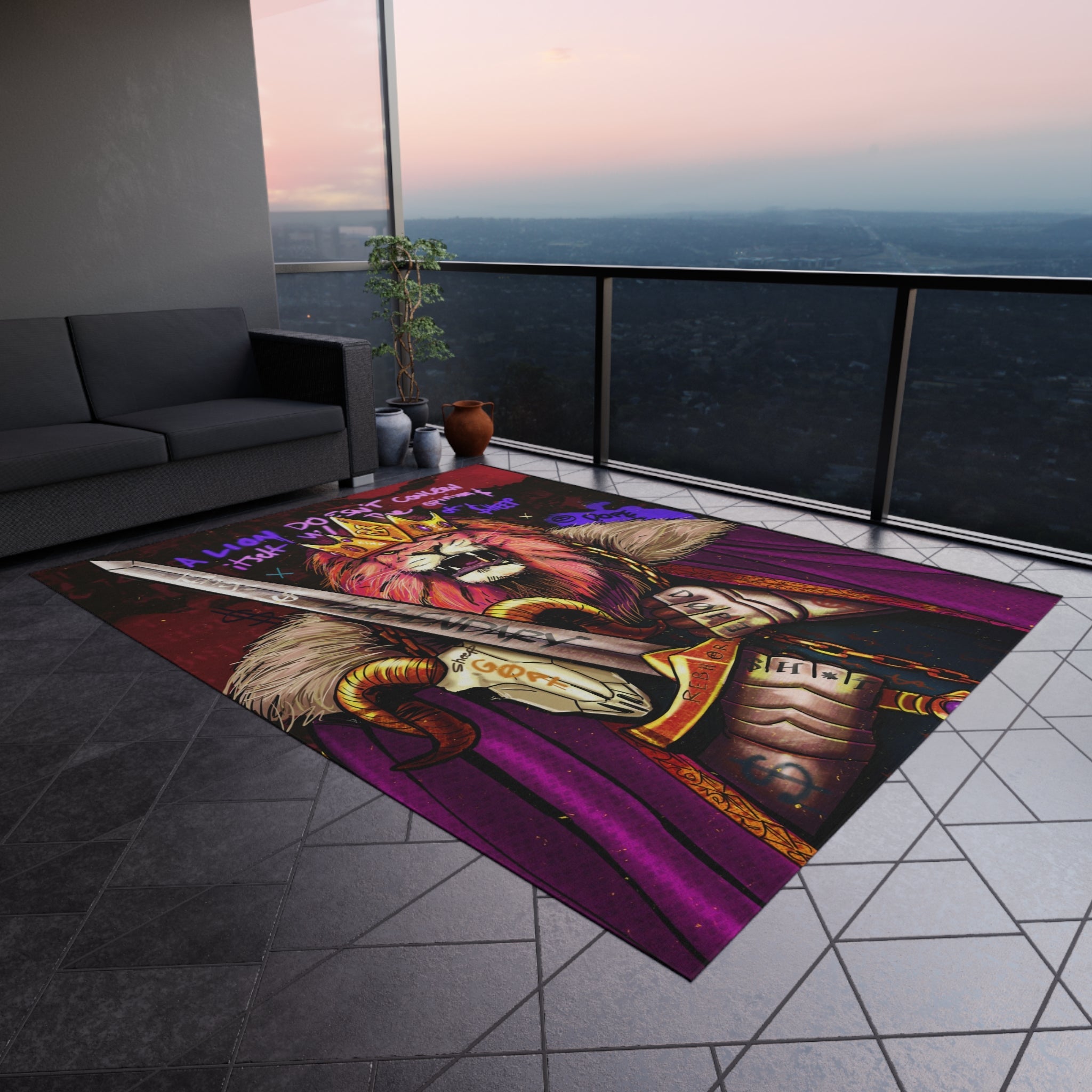 A Lion Does Not Concern Itself With The Opinions Of Sheep Rug - REBHORN DESIGN
