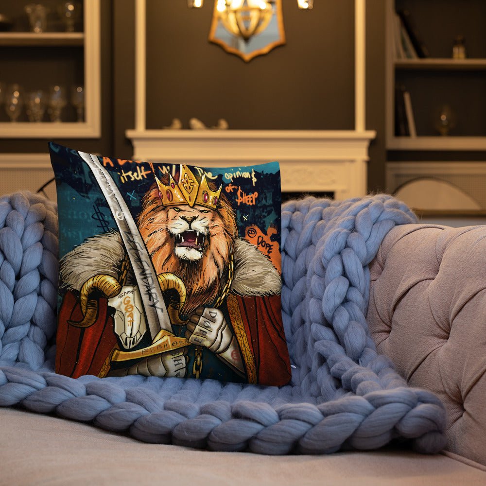 A LION DOESN'T CONCERN ITSELF WITH THE OPINIONS OF SHEEP PREMIUM PILLOW - REBHORN DESIGN