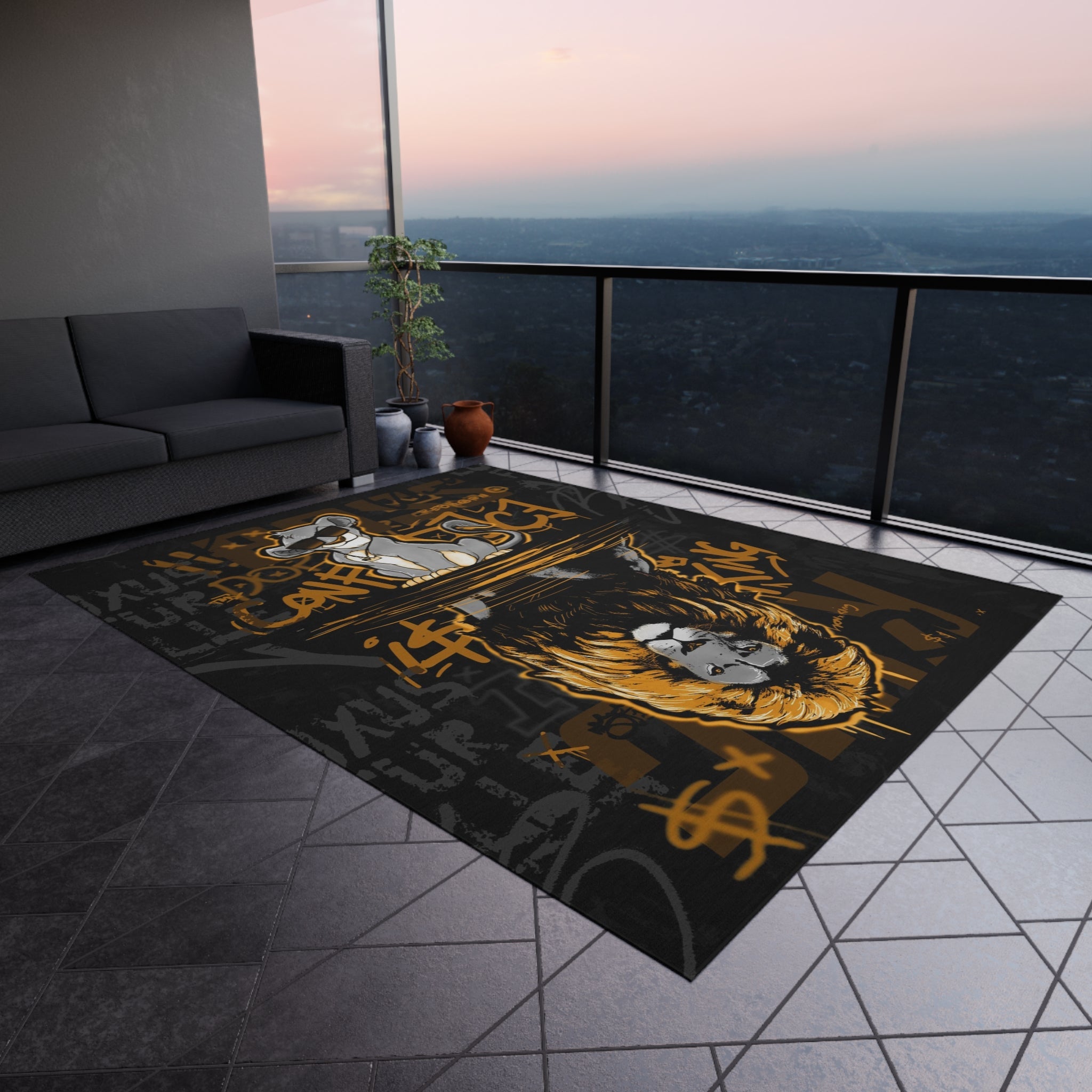 Confidence is King Black & Gold Motivational Rug - REBHORN DESIGN