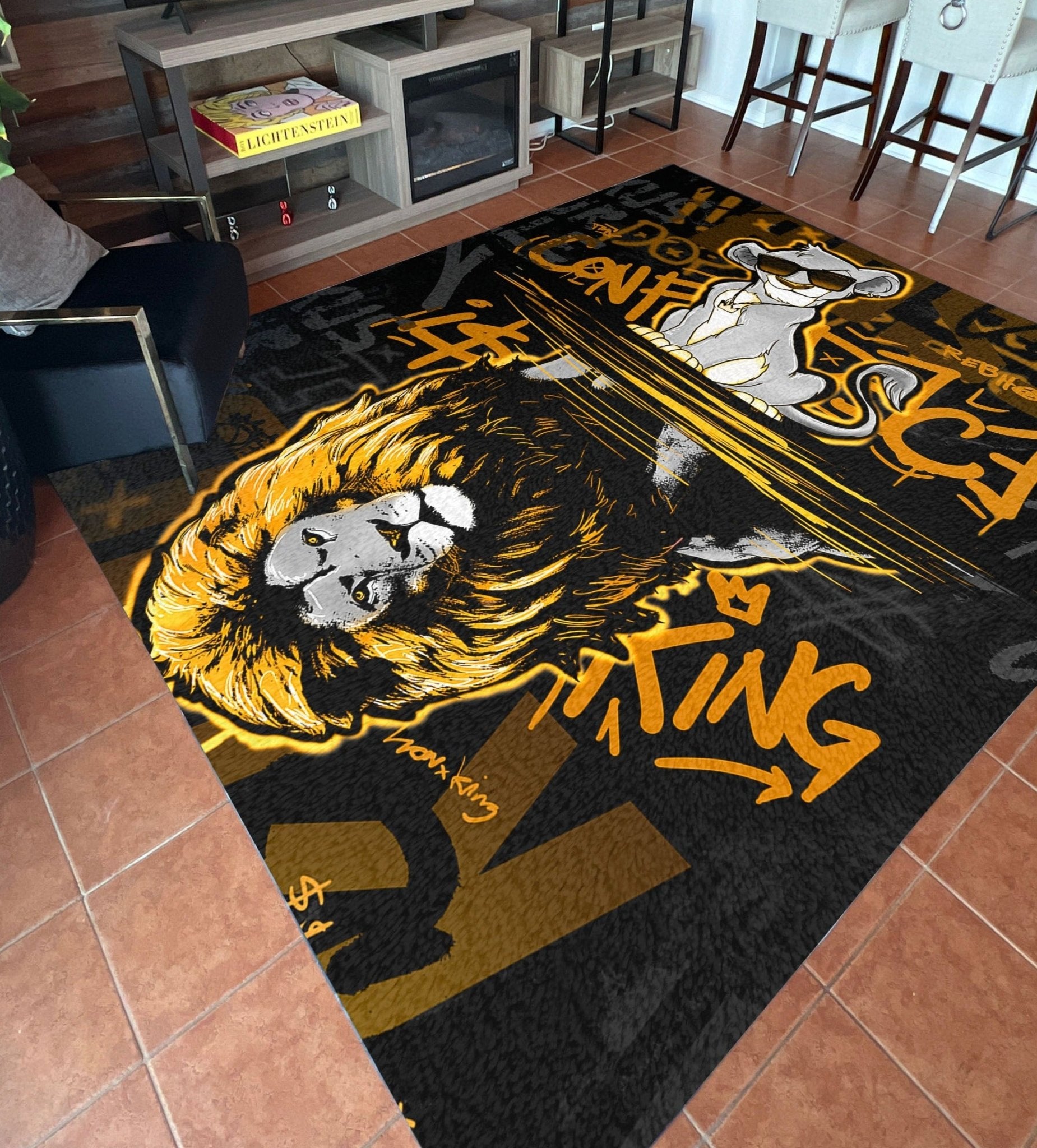 Confidence is King Black & Gold Motivational Rug – REBHORN DESIGN