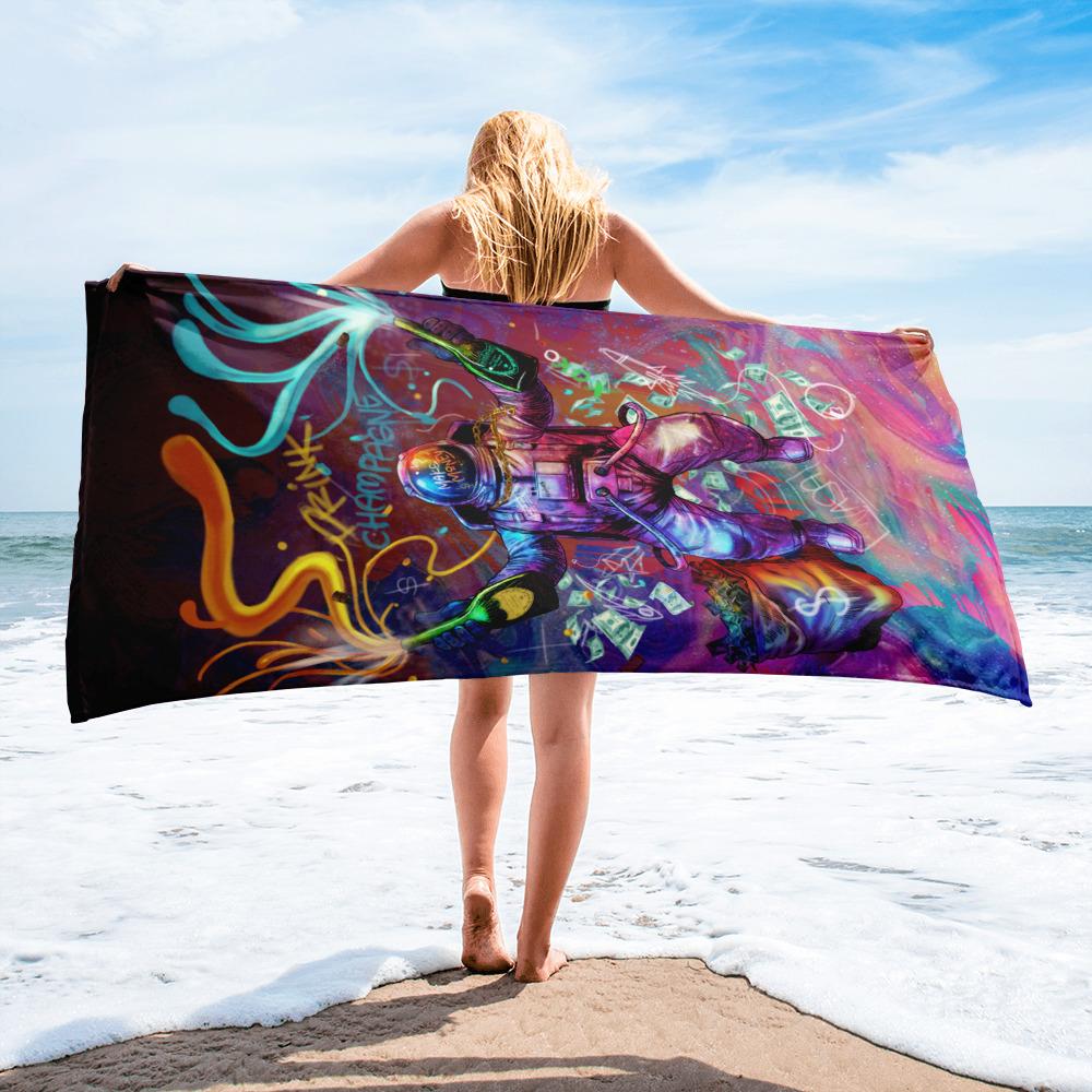 DRINK CHAMPGANE AND MAKE MONEY BEACH TOWEL - REBHORN DESIGN
