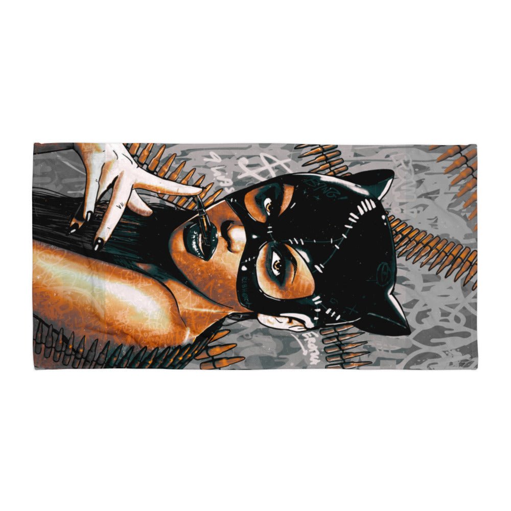 EROTICA - 9 LIVES MONOCHROME VERSION BEACH TOWEL - REBHORN DESIGN