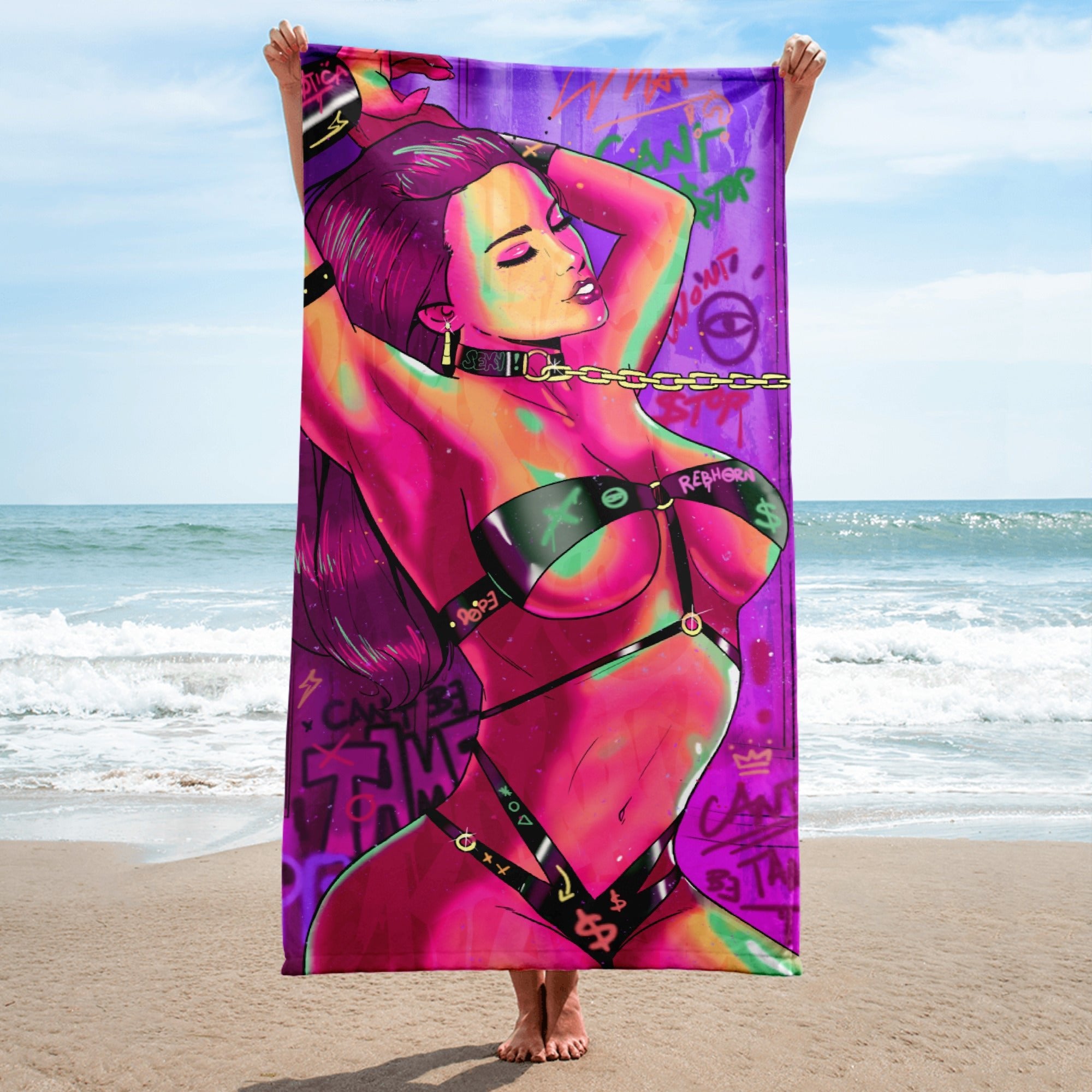 Erotica Can't be Tamed Beach Towel - REBHORN DESIGN