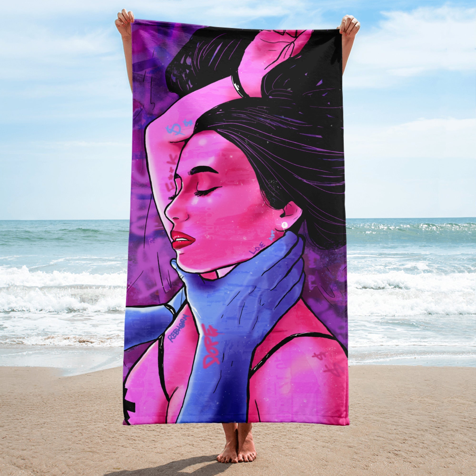 Erotica Come to My World 2.0 Beach Towel - REBHORN DESIGN