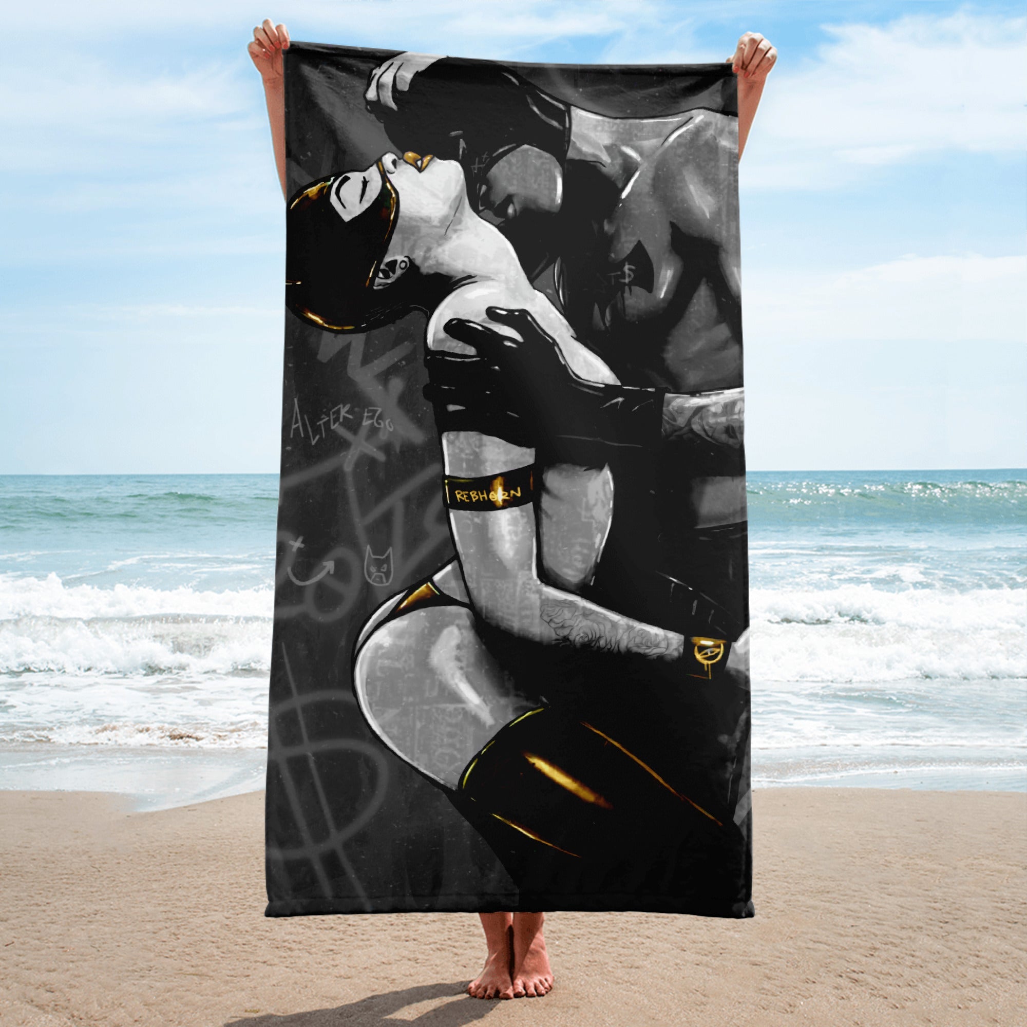 EROTICA - COSPLAY MONOCHROME VERSION BEACH TOWEL - REBHORN DESIGN