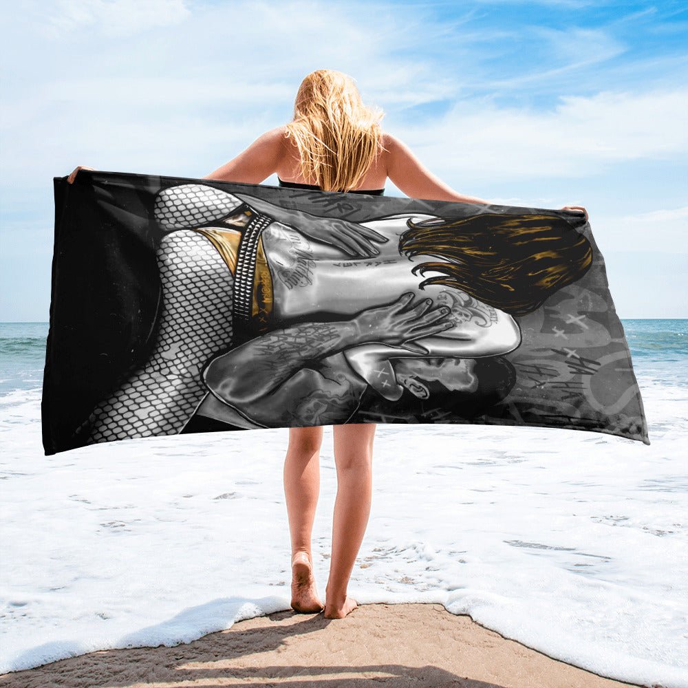 EROTICA - I'M ALL YOURS MONOCHROME VERSION BEACH TOWEL - REBHORN DESIGN