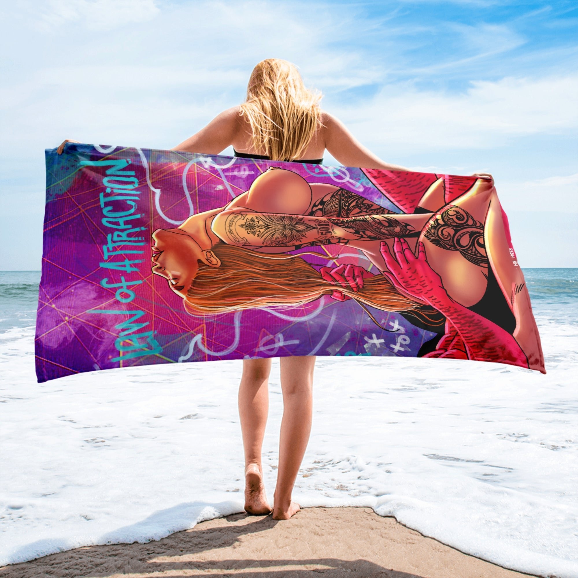 EROTICA - LAW OF ATTRACTION BEACH TOWEL - REBHORN DESIGN