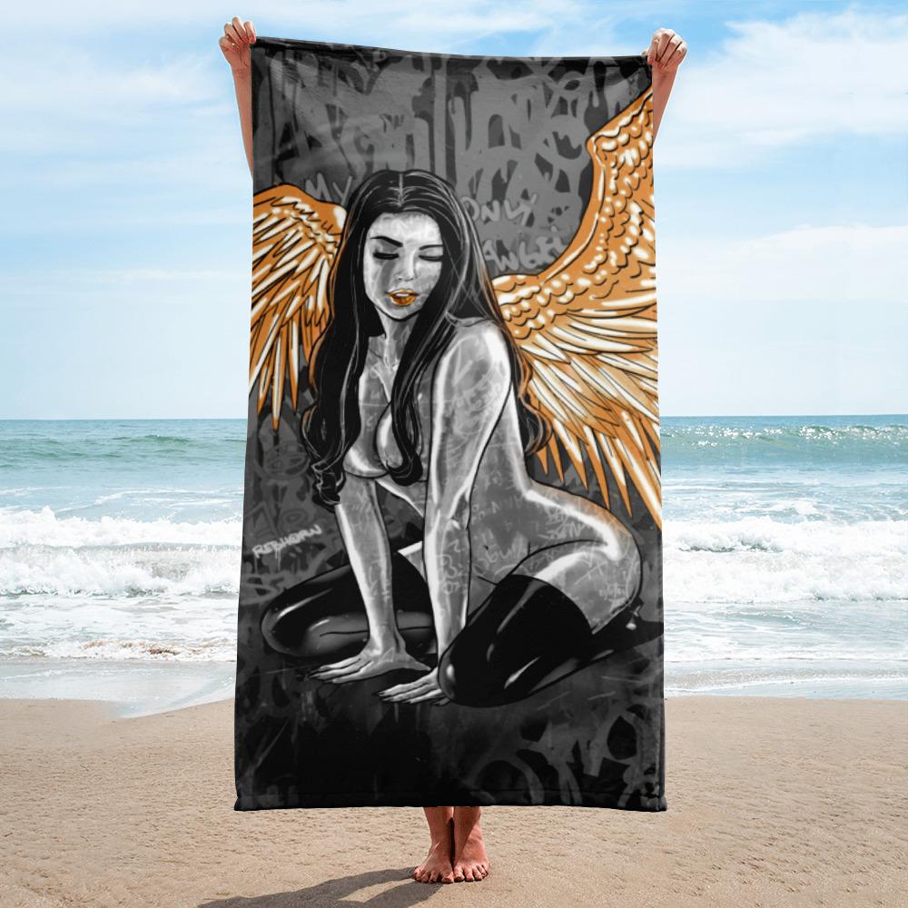 EROTICA - MY ONLY ANGEL BEACH TOWEL (Monochrome) - REBHORN DESIGN