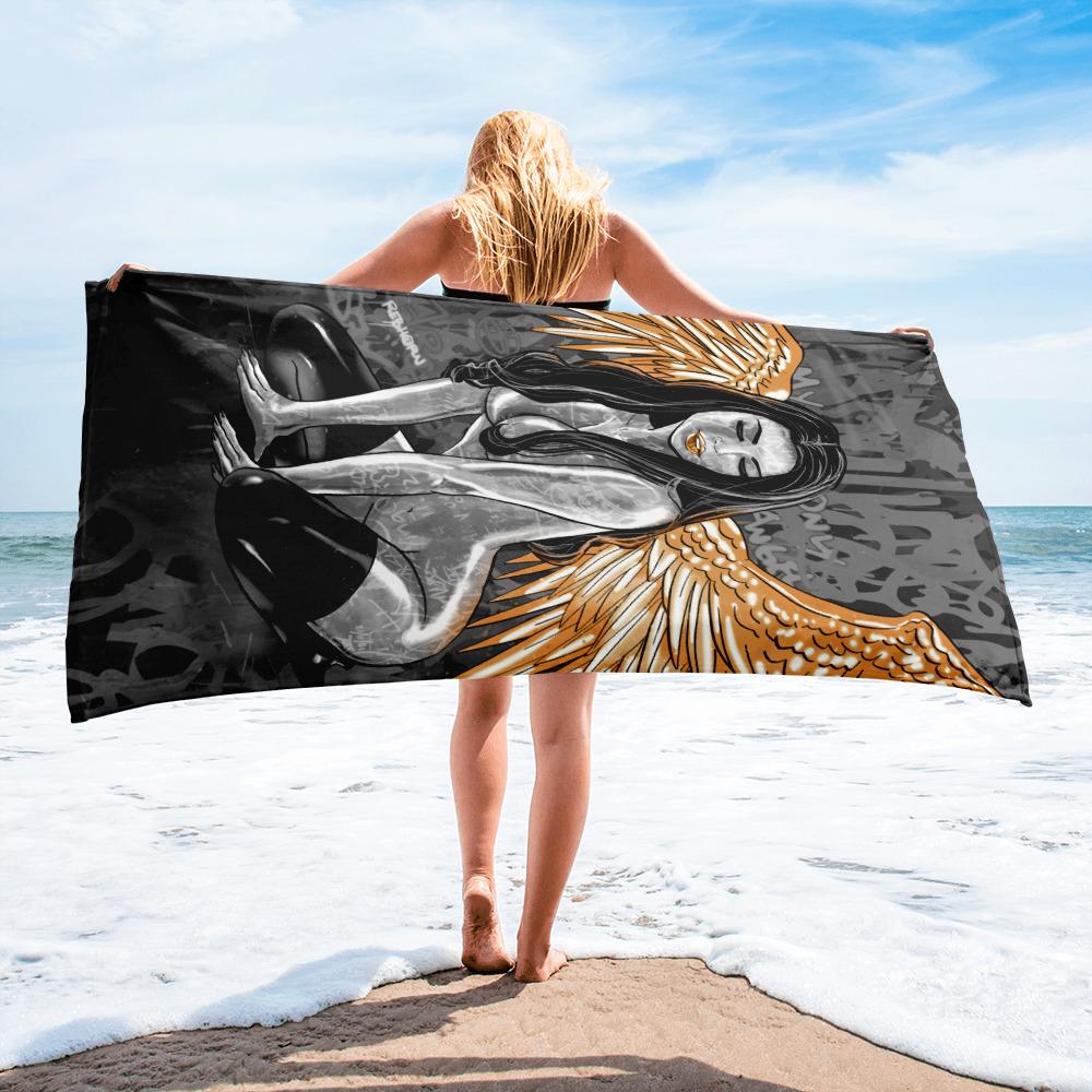 EROTICA - MY ONLY ANGEL BEACH TOWEL (Monochrome) - REBHORN DESIGN
