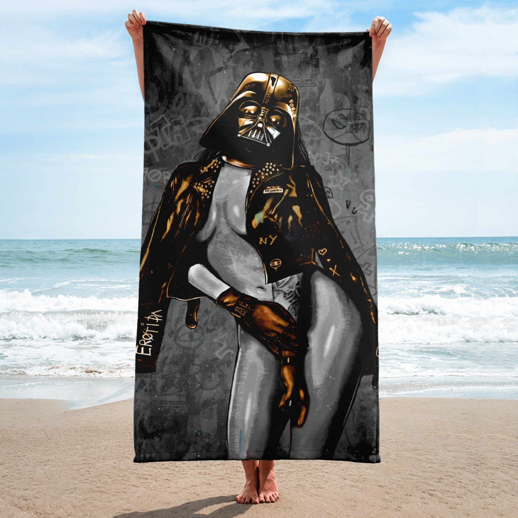 EROTICA - SEXY VADER MONOCHROME VERSION BEACH TOWEL - REBHORN DESIGN