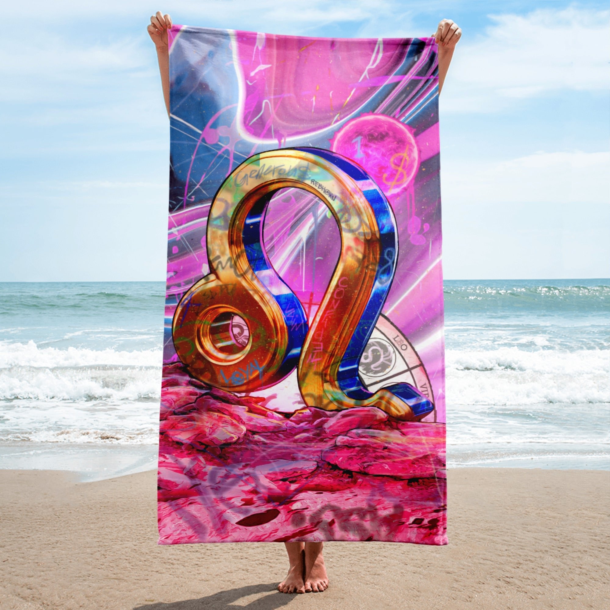 F YOUR SIGN - LEO BEACH TOWEL - REBHORN DESIGN
