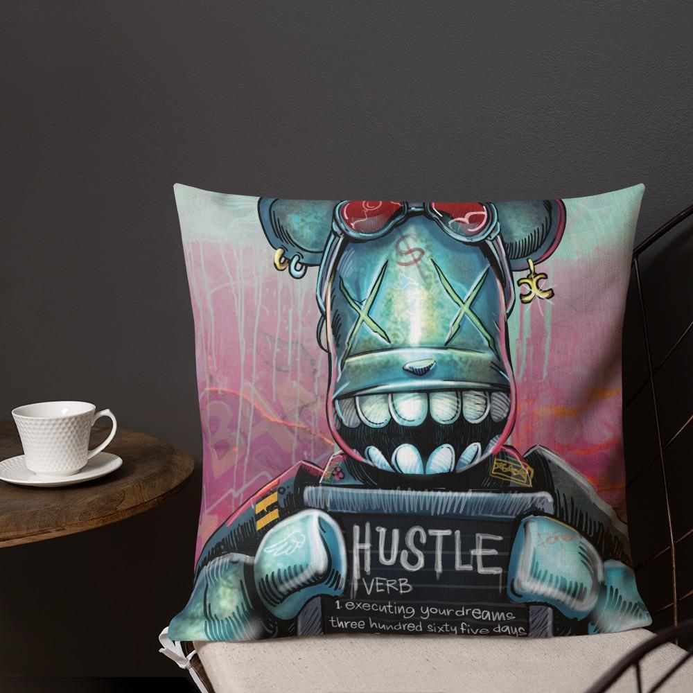 HUSTLE DEFINITION W/ BEAR BRICK PREMIUM PILLOW - REBHORN DESIGN
