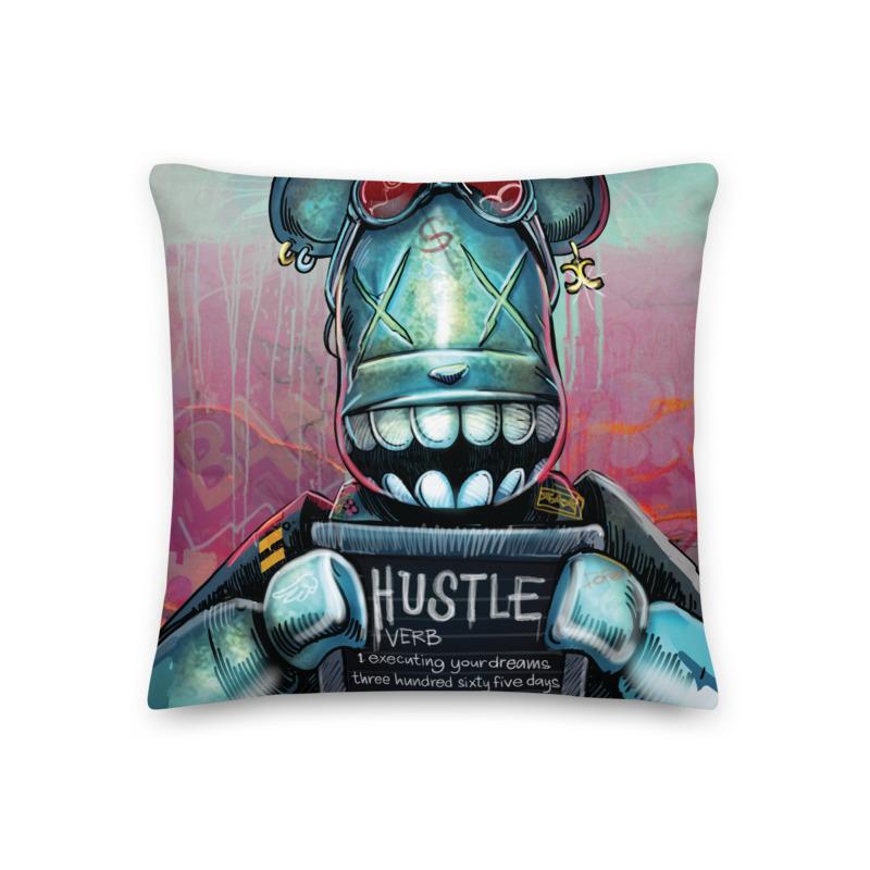HUSTLE DEFINITION W/ BEAR BRICK PREMIUM PILLOW - REBHORN DESIGN