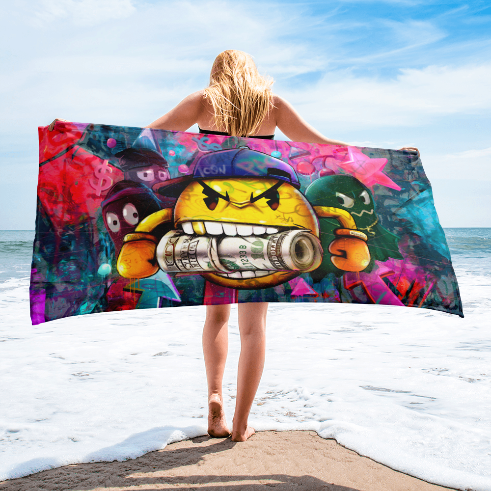 HUSTLE LIKE PACMAN - BEACH TOWEL - REBHORN DESIGN