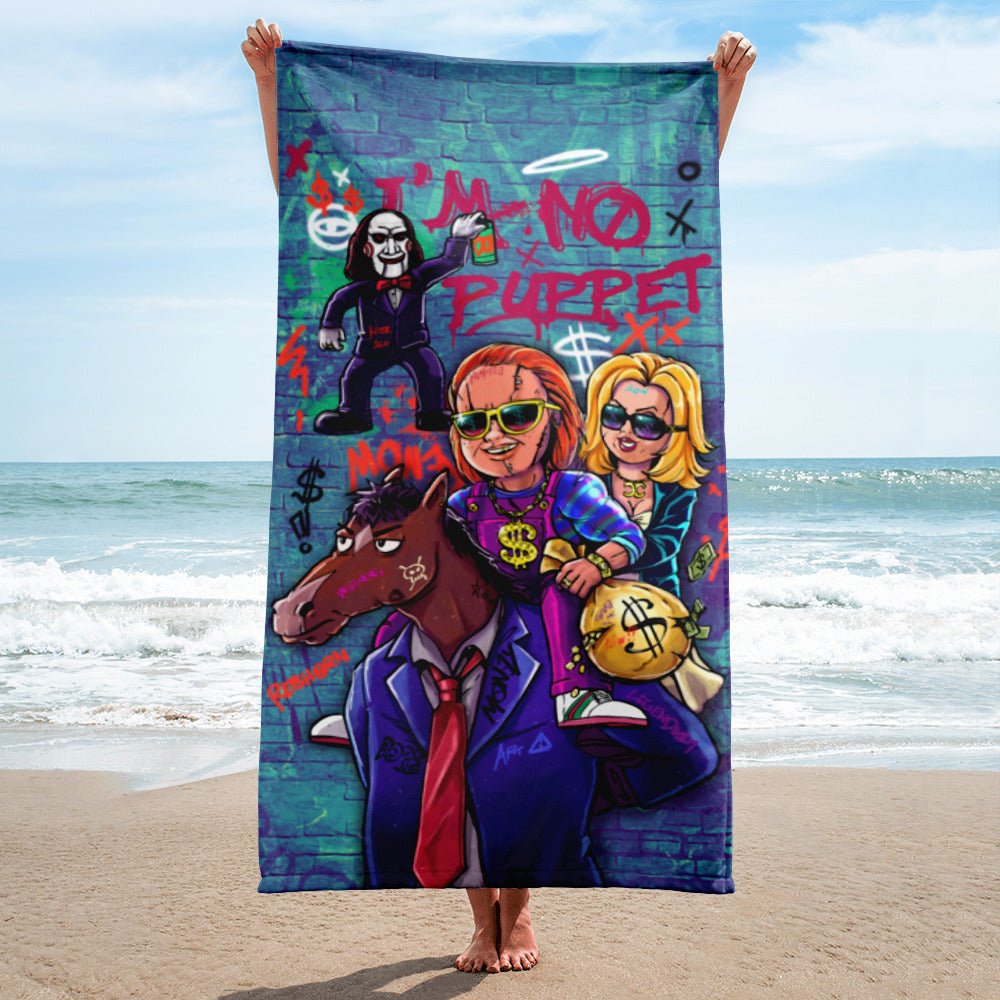 I'M NO PUPPET BEACH TOWEL - REBHORN DESIGN