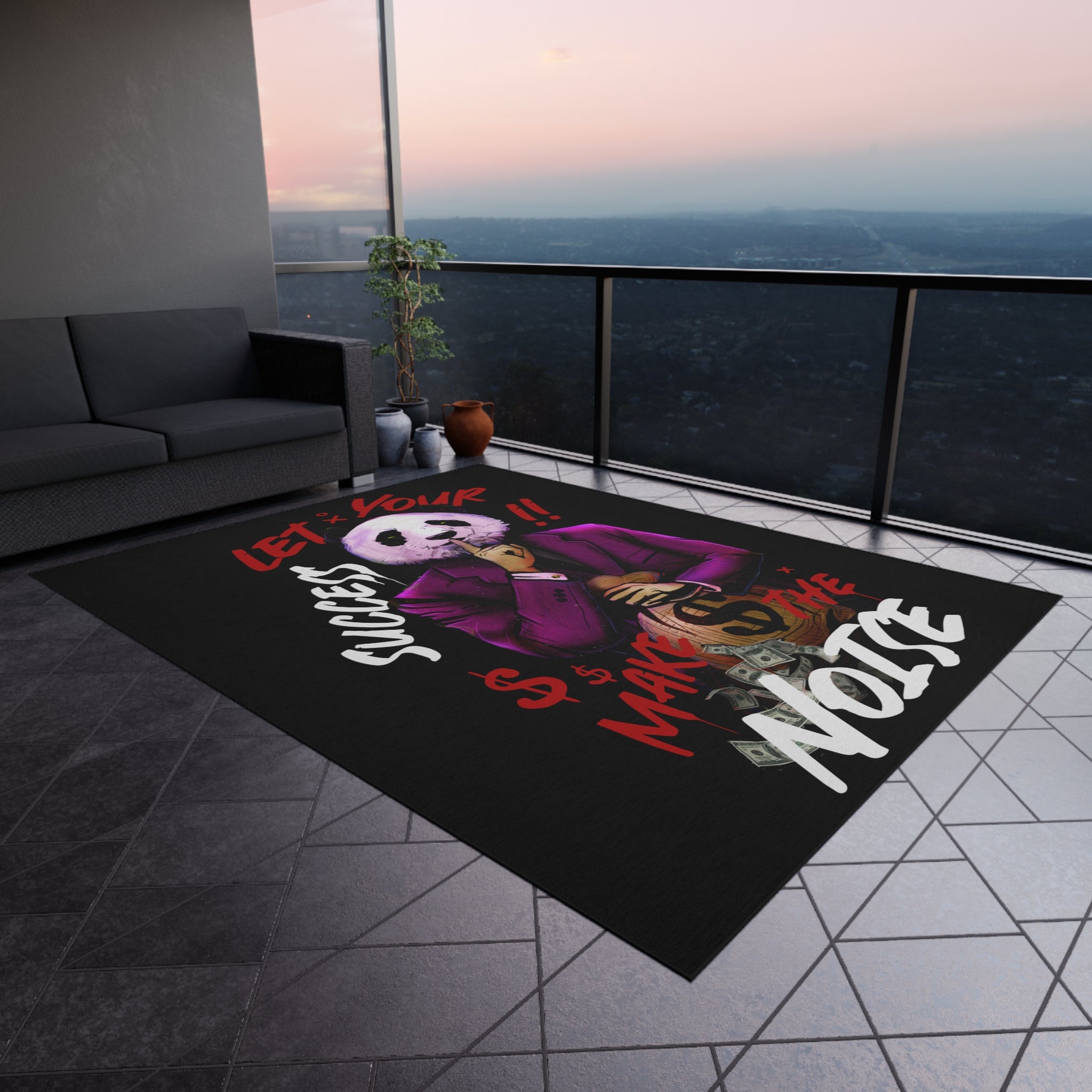Let Your Success Make The Noise Black Rug - REBHORN DESIGN