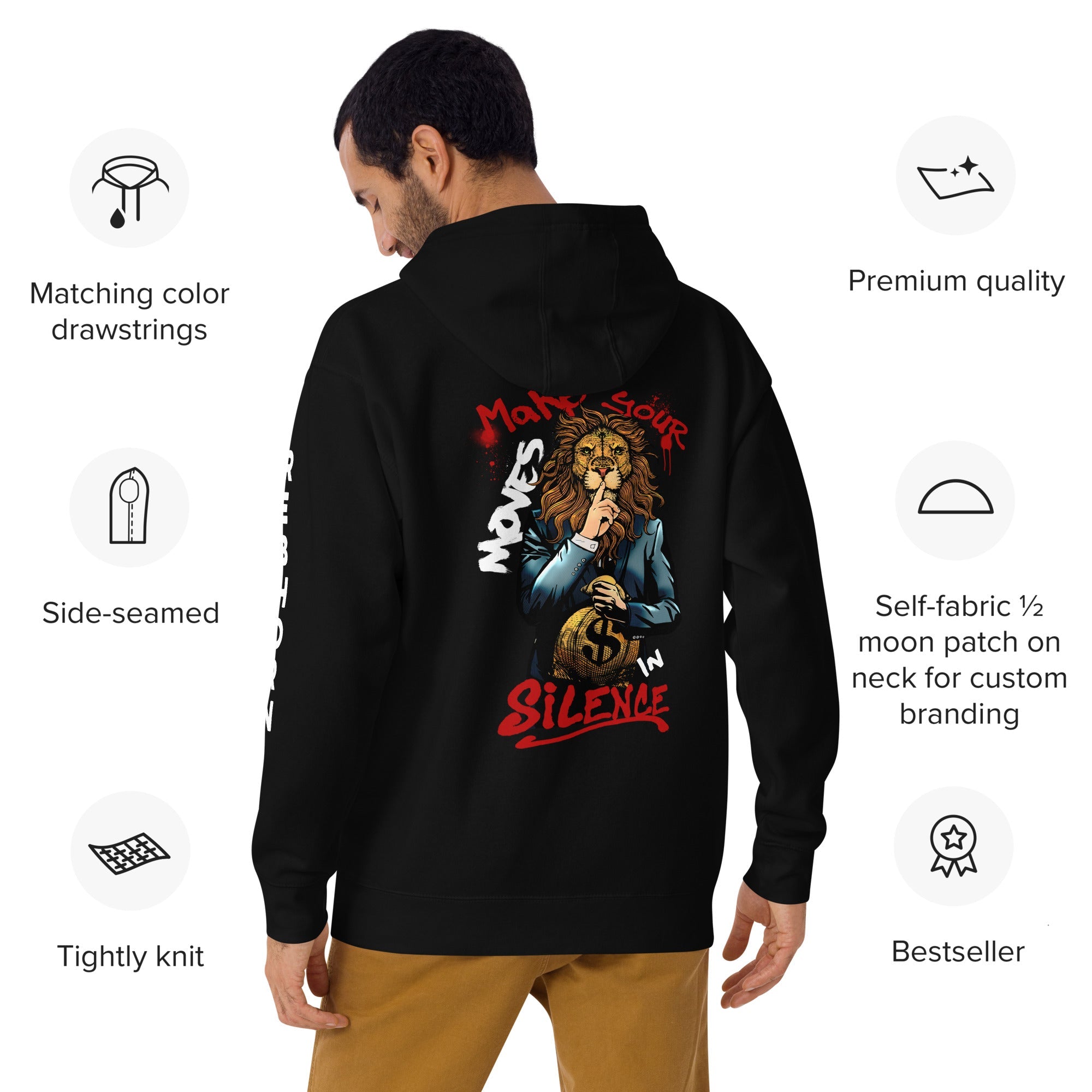 Make Your Moves in Silence Premium Unisex Hoodie - REBHORN DESIGN