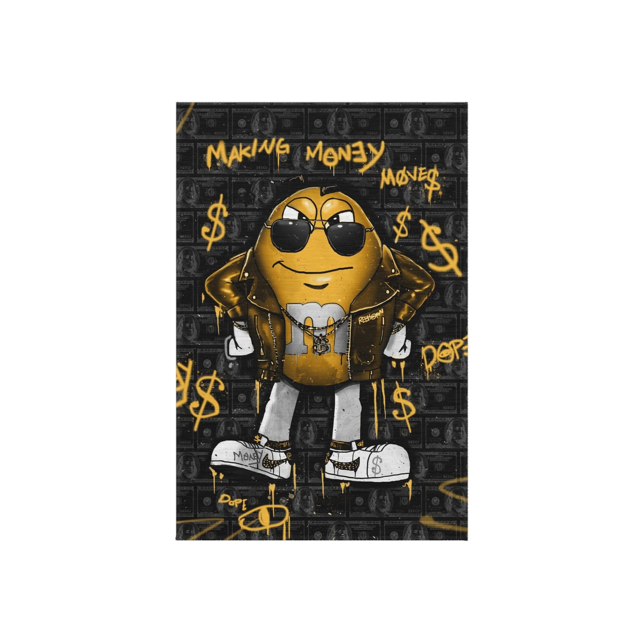 Making Money Moves Black & Yellow Motivational Rug - REBHORN DESIGN