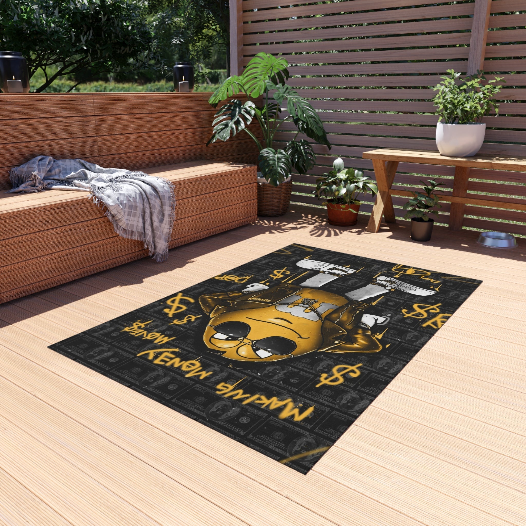 Making Money Moves Black & Yellow Motivational Rug - REBHORN DESIGN