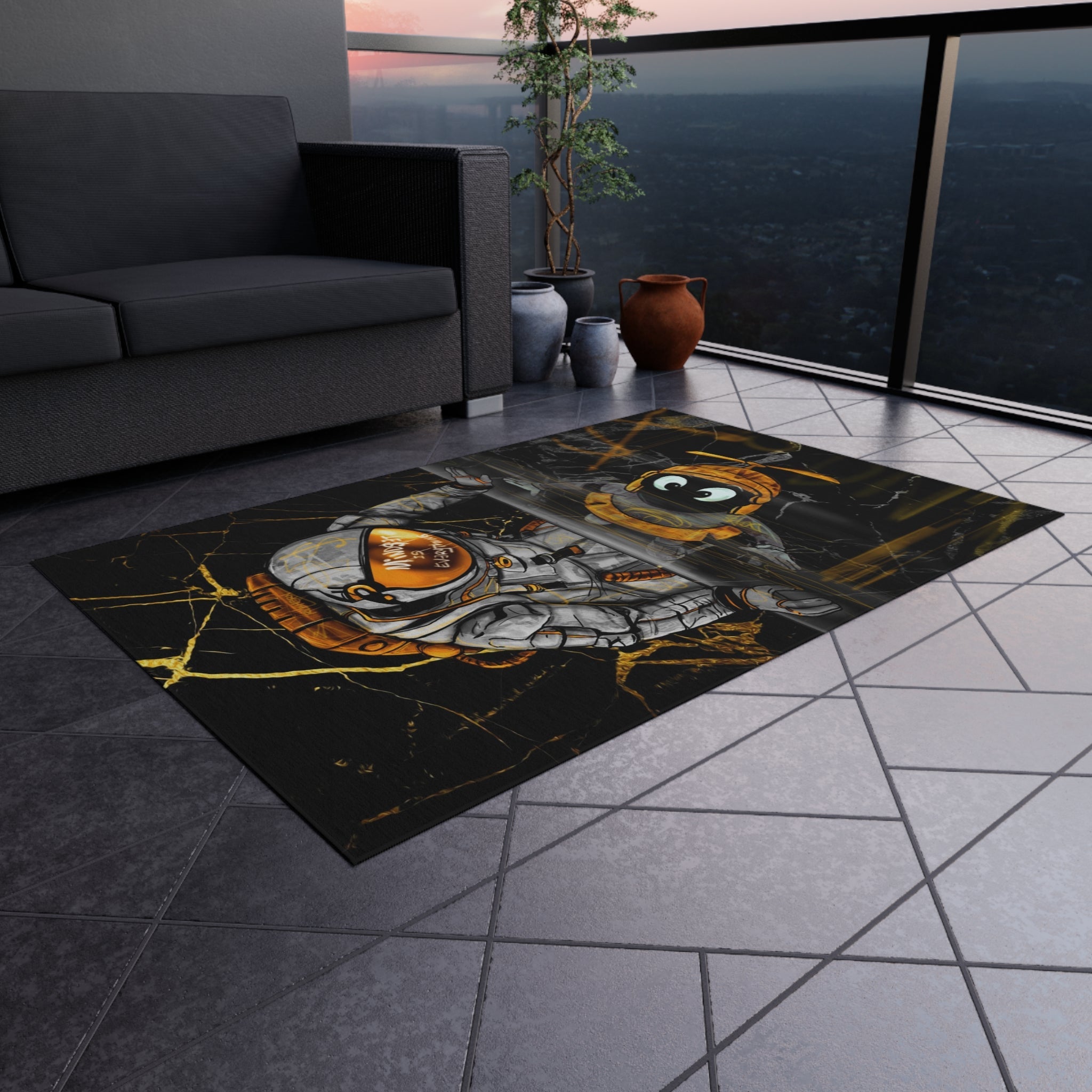 Mindset is Everything Black & Gold Rug - REBHORN DESIGN