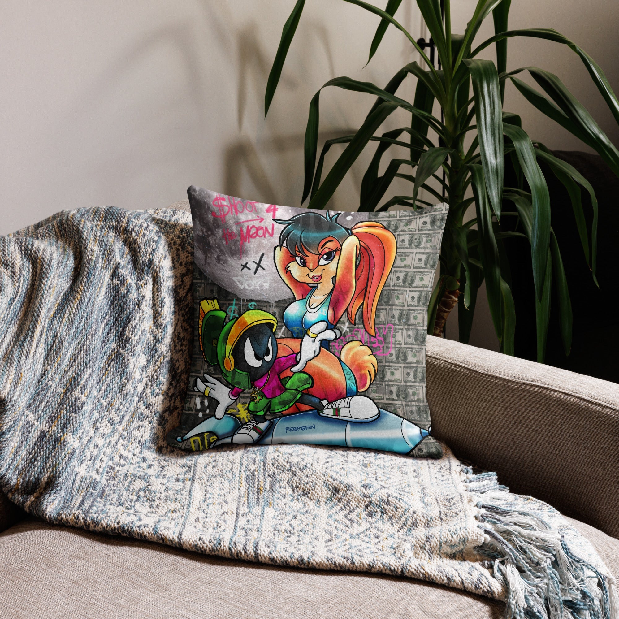 Shoot for the Moon Premium Pillow - REBHORN DESIGN