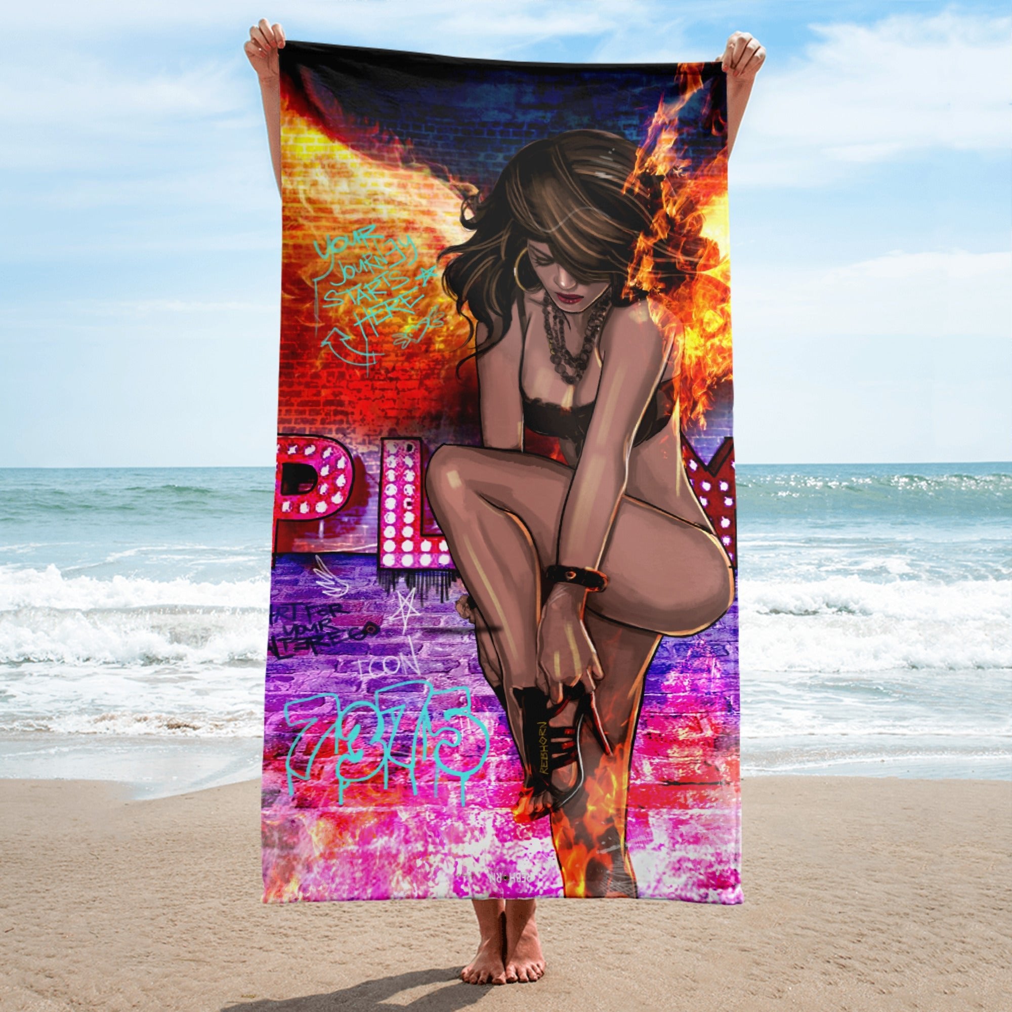 YOUR JOURNEY STARTS HERE BEACH TOWEL - REBHORN DESIGN